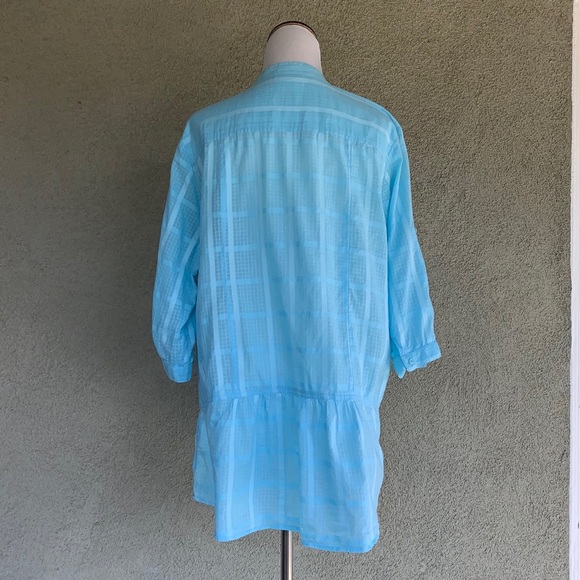 🔥5/$20🔥 “Yessica” Turquoise Blue 100% Cotton Tunic - Picture 5 of 8